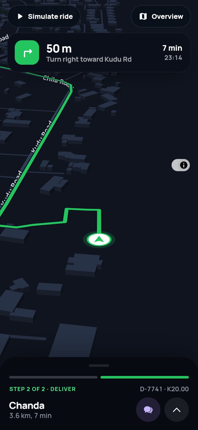 Dawa rider app: turn-by-turn delivery